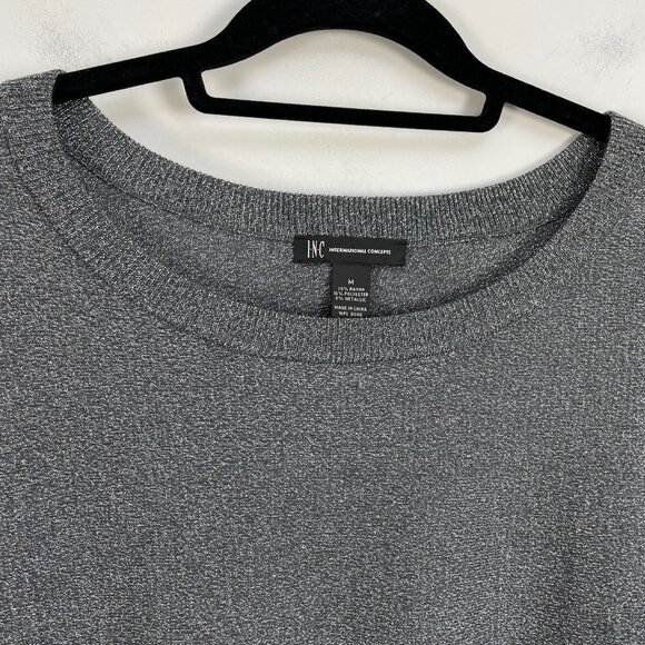 INC International Concepts Womens Medium Gray Metallic Sweater Knit Top - Picture 8 of 11